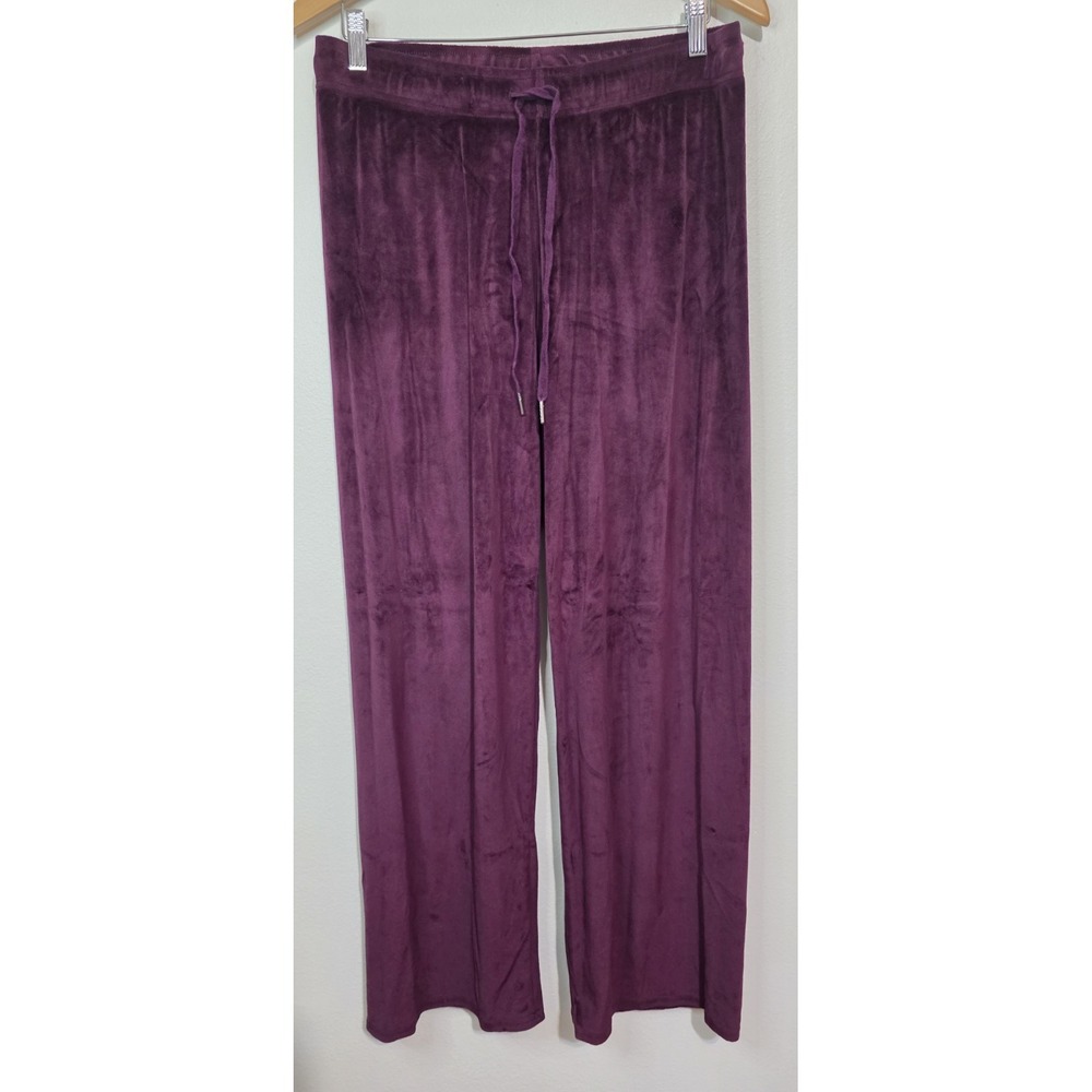 JUICY COUTURE Velour Pants Purple Wide‎ Leg Lounge Rhinestone Logo Sweatpant XL